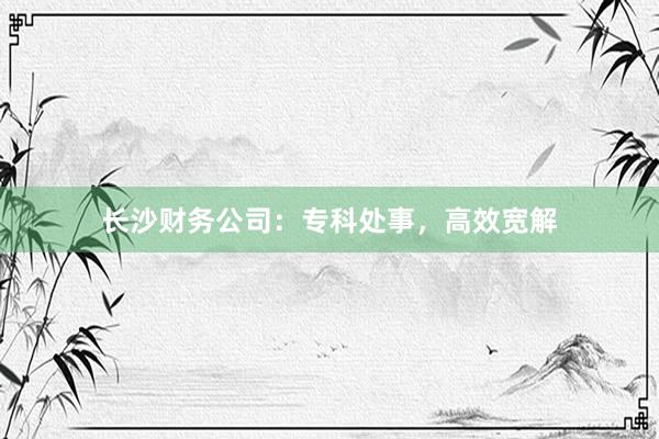 长沙财务公司：专科处事，高效宽解